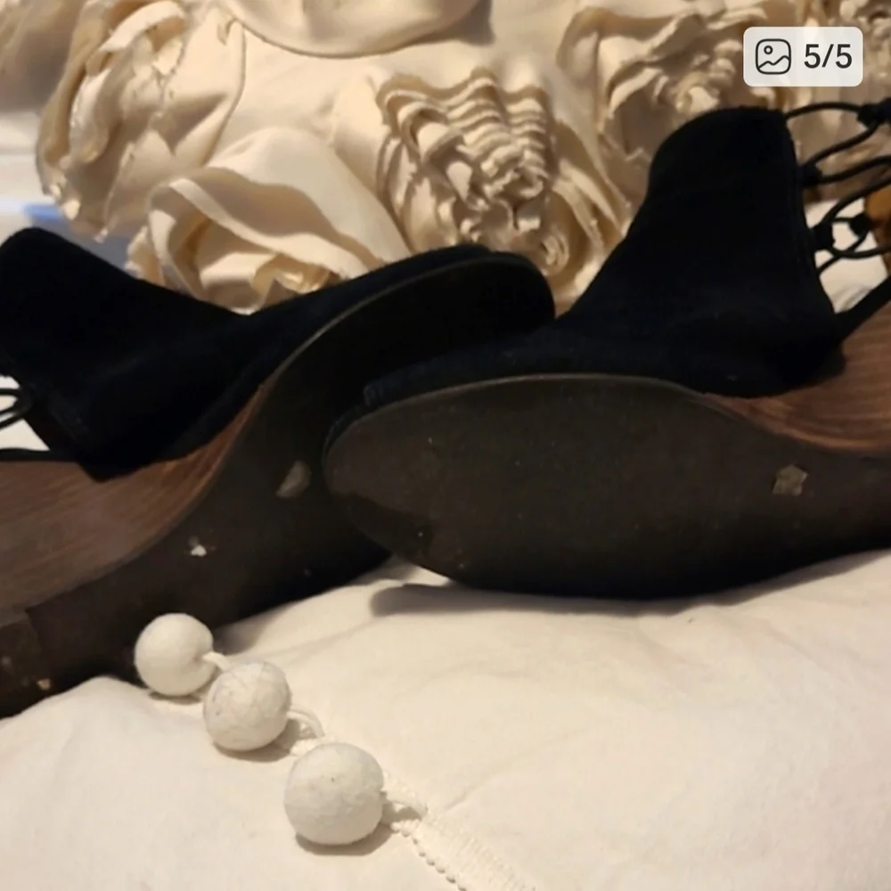 Lucky Brand Black Wedge Booties